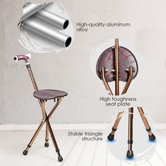 Lightweight Adjustable Folding Cane Seat Aluminum Alloy Crutch Chair And Light
