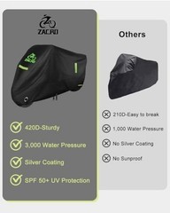 420D Heavy Duty Motorcycle Cover, Waterproof Outdoor All Weather UV Dust Snow