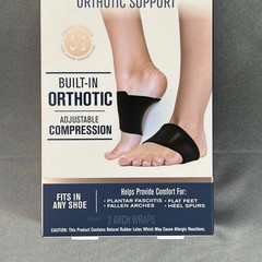 Copper Fit Arch Relief Plus Orthotic Support 1 Pair – One Size, Black Adjustable