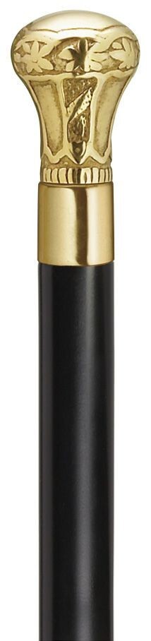 NEW! Men’s Exquisite Brass Regal Knob Handle on Black Wood Shaft Walking Cane