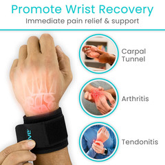Vive Wrist Support Wrap (2 Pack) – Band for Tennis, Working Out, Golf & Sports –