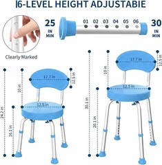 Shower Chair Stool Seat 360° Swivel Elderly Disabled Adjustable 150kg Capacity