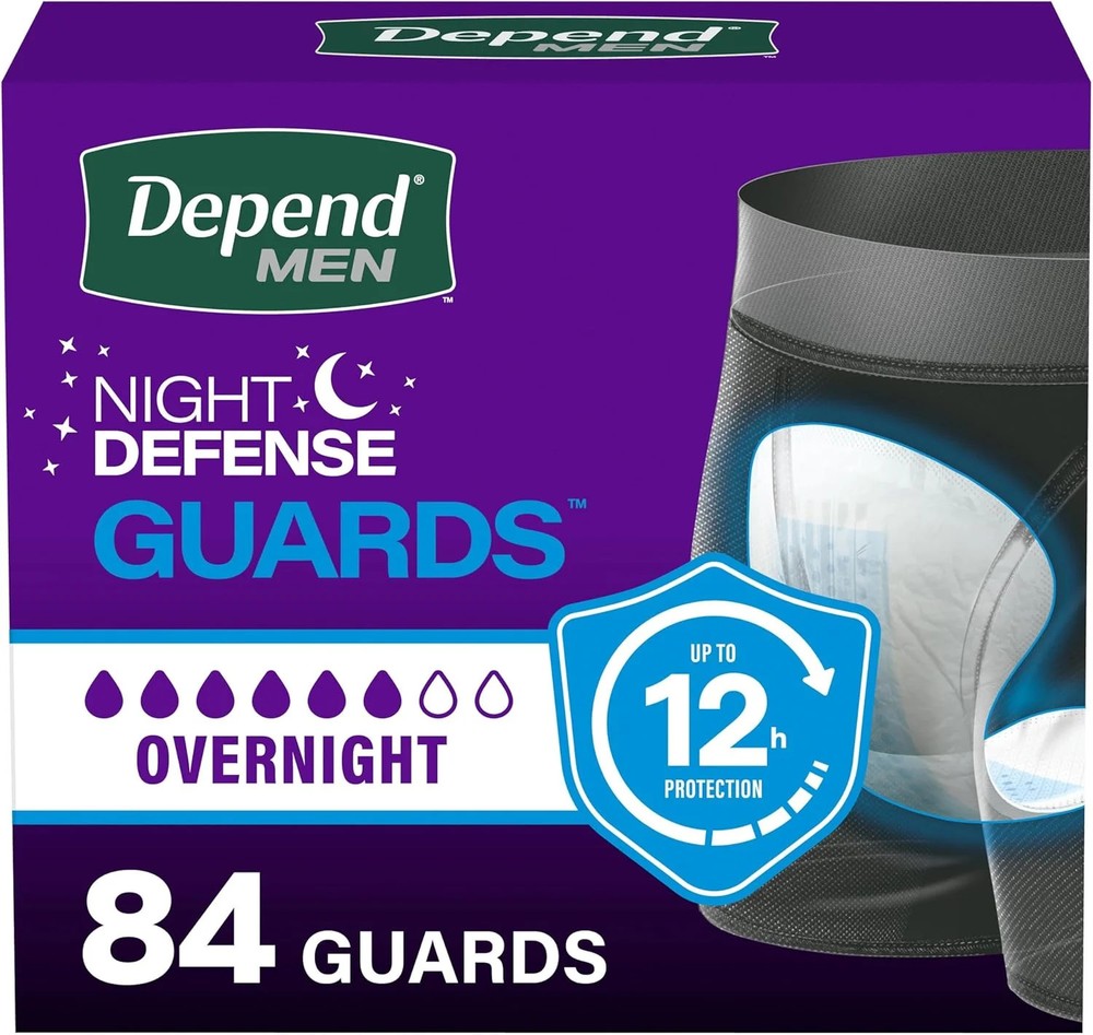 Depend Guards Incontinence Pads for Men, Overnight Absorbency, 84 Count, Packagi