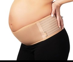 AZMED Maternity Belt Back Support – Adjustable Abdominal One Size, Beige