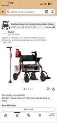 BigAlex Extra-Wide 2-in-1 Rollator/Transport Chair Foldable Seat Red