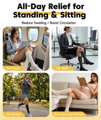 PULIOU Cooling Compression Socks for Women Men,20-30 mmHg Small-Medium, Beige