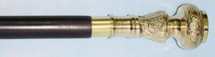 Brass Knob Compass on Top Handle Vintage Black Foldable Wooden Walking Stick Can