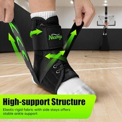 Upgraded Quick Lace Up Ankle Brace with Side Stabilizing Pads for Strong Medium