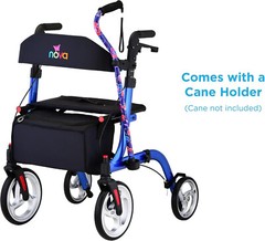NOVA Express Rollator Walker, Large 10” & 8” Wheels, Easy Fold – BLUE, OPEN BOX