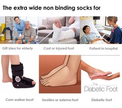 CIRZUEX Extra Wide Socks for Lymphedema Swollen Feet One Size, 2 Pairs(White)