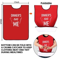 XKDOUS 2 Pack Funny Adult Bibs for Man, (18 x 30 inches), Black & Red