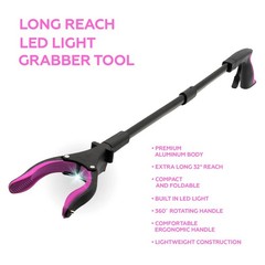 Grabber Reacher Tool-Long 32 Inch Aluminum Foldable Pick Up 32″ 2-Pack, Pink