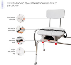 Adjustable Sliding Shower Chair & Transfer Bench for Elderly & Disabled