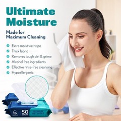 Body Wipes for Adults No Rinse Bath Wipes 200 Ct Aloe Vera Vitamin E
