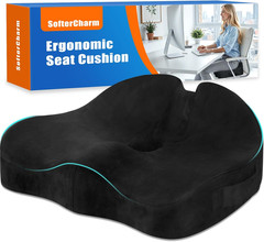 Ergonomic Seat Cushion for Office Chair Memory Foam Coccyx Pain Relief Non Slip