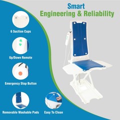 AquaLift Electric Powered Automatic Bathtub Chair Floor Pool Tub Bath Lift
