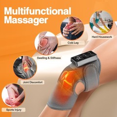 Cordless Knee Massager for Pain Relief with 3 Vibration Modes, 5 Heating Levels
