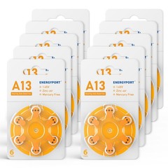 60 Pcs Hearing Aid Batteries Size : 10, 13, 312 or 675 1.45V Zinc-Air Battery