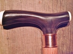 walking stick BLACK BUFFALO handle tapered RED OAK wood shaft Rubber bottom USA