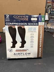Copper Fit Elite Compression Socks 2-pack L/XL **open Package***
