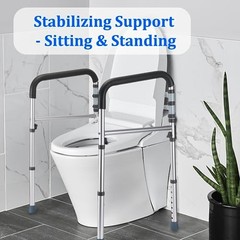 Toilet Safety Rails (300 LB) – Adjustable, Foldable Toilet Handle Dark Gray