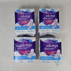 Always Discreet Incontinence Pads 54 Ct Size 4 Moderate Long (4-Packs Total 216)