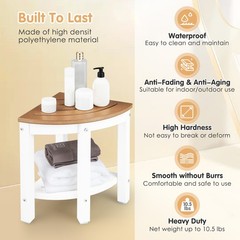 2-Tier Waterproof Anti-fading Shower Stool Corner Shower for Indoor Outdoor