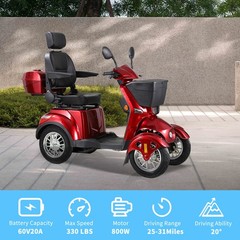 800W All Terrain Electric Mobility Scooters for Seniors 500lbs 60V/20A 31 miles