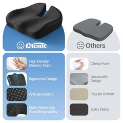 Seat Cushion, Extra Large Memory Foam Cushion for Office Chair Cushions, Black