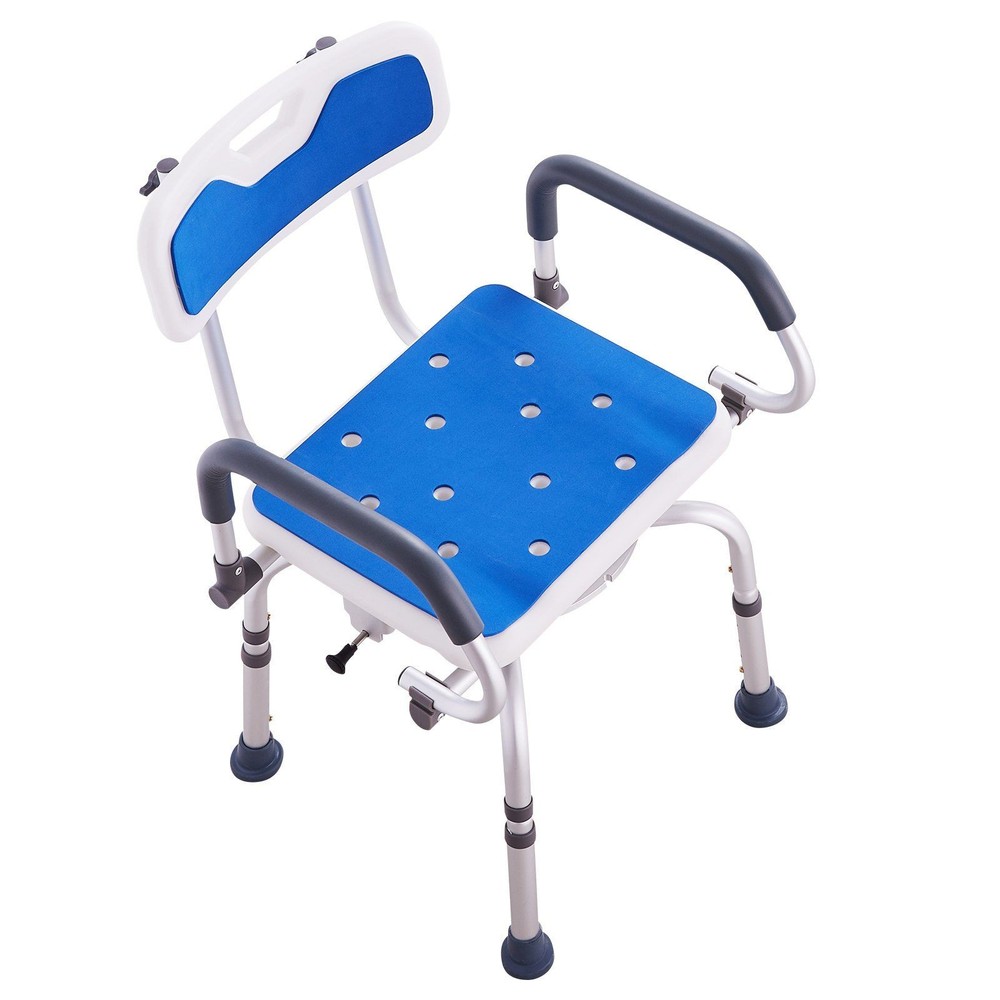 360° Swivel Shower Chair w/ Pivoting Arms, 400lb Support, Height Adjustable