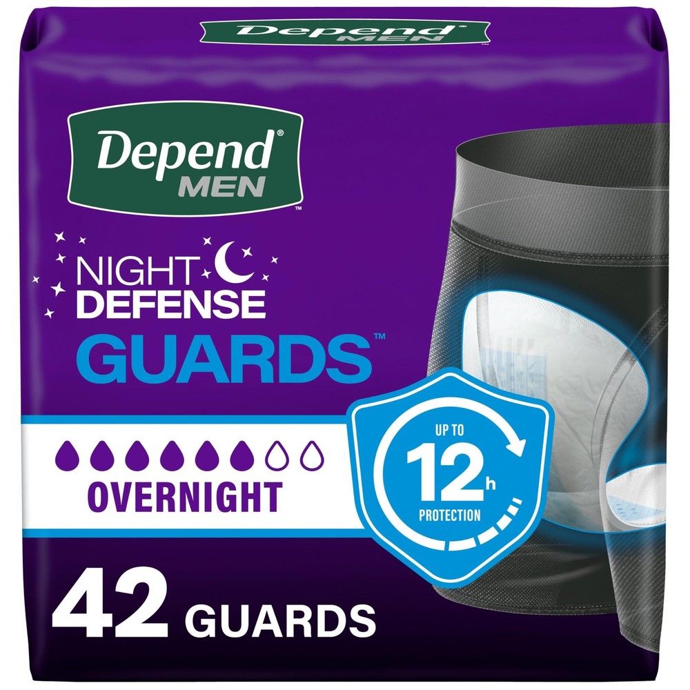Depend Men’s Guards Incontinence Pads Overnight Absorbency 42 Count