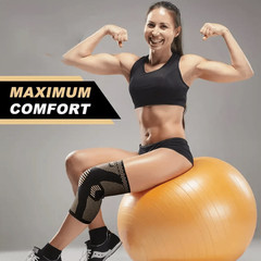 2 Pcs Copper Knee Compression Sleeve Plus Size Joint Support Running Gym Unisex