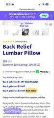 Cushion Lab Extra Dense Lumbar Pillow Memory Foam Back Pain Relief – No Box