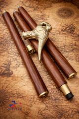 Victorian Antique Brass Hercules Swan Handle Walking Stick wooden Walking Cane