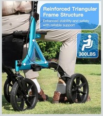 Farani 10” All Terrain Rollator Walker Foldable w/Seat 300lb MultiColor