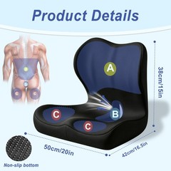 BANKQF Seat Cushion for Office Chair and Car, Ergonomic Memory Large, Black
