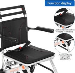 Medwarm Aluminum Transport Wheelchair w Handbrake Ultralight 19lb #1201A T7-1