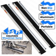 VNN Portable Telescopic Aluminum Alloy Wheelchair Ramp 3-5Ft Mobility Ramp 600Lb