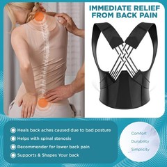 Posture Corrector for Women and Men, Back Brace, Shoulder Free Size, Black