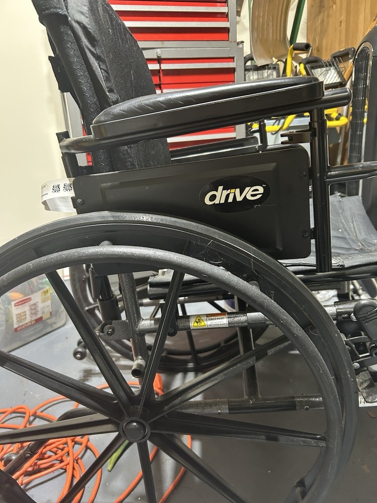 Drive Medical Black Folding Transport Wheelchair with Full Arms