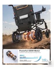 REDUCED! IN BOX: WalkFeel 22” Extra Wide Seat 500W Foldable Power Wheelchair 15m