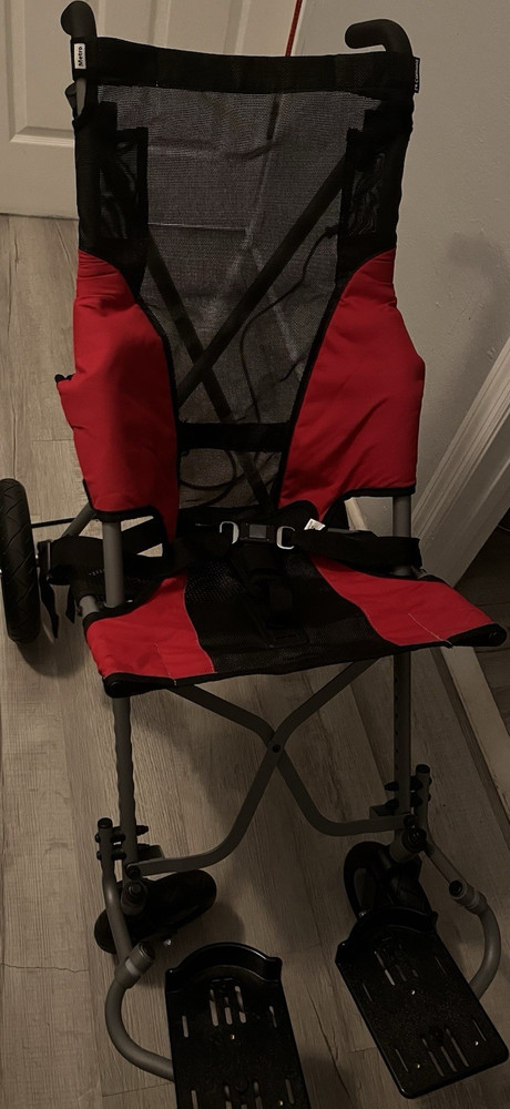 ME-14 Lightweight Transport Wheelchair Red Black Child 100 lb Capacity