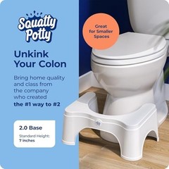 Toilet Stool 7 Inch Height White 350 lb Capacity Polypropylene Bathroom Step