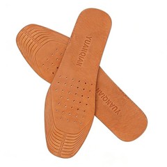 Clarmonde Genuine Leather Shoe Insoles, Absorbent Ultra Thin 5.5-10.5, Brown