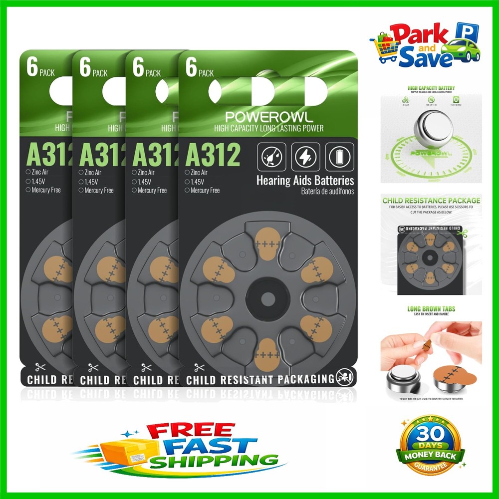 24 Count Mercury-Free Size 312 Hearing Aid Batteries – Unmatched Efficiency