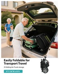30 Miles Lightweight Foldable Electric Wheelchair for Adults, All-Terrain, Black