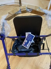 Drive 4-Wheel Rollator Walker, Padded Seat & Removable Backrest, Blue 300 lb