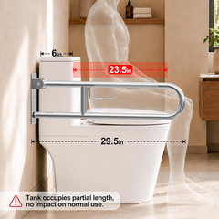 Heavy Duty Toilet Grab Bar 29.5 In, 440 Lbs Load Capacity, Anti-Slip Flip up Han