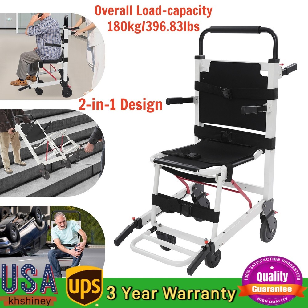 EMS Mobility Transport Chair w/6″ Wheels – No Assembly, 400lbs Aircraft Aluminum