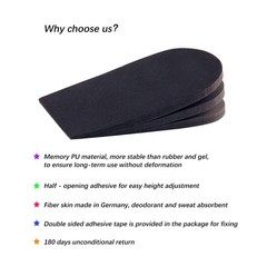 SIIHEA Adjustable Heel Lifts for Shoes, 1/4“ Medium (Single lift), Black